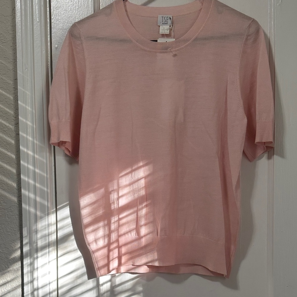 TSE Soft Pale Pink Short Sleeve Knit Tee